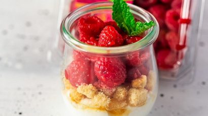 Simple Raspberry Parfait in a jar