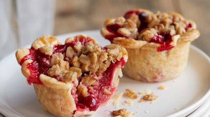Mini Raspberry-Cranberry Crumb Pies