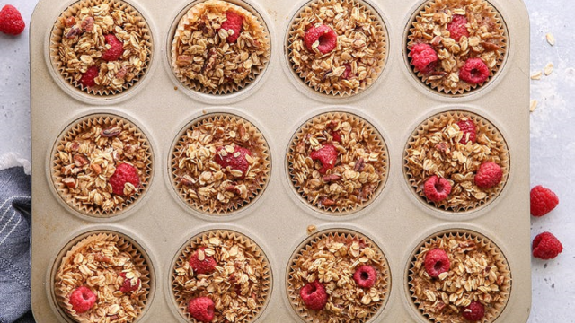Healthy Raspberry Baked Oatmeal Cups Driscoll