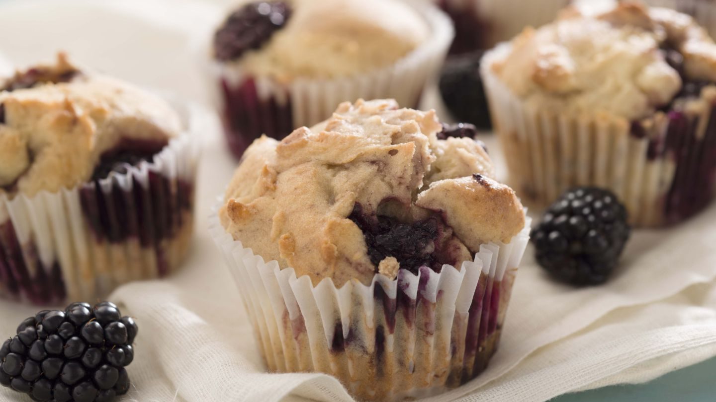 Blackberry & coconut muffins 