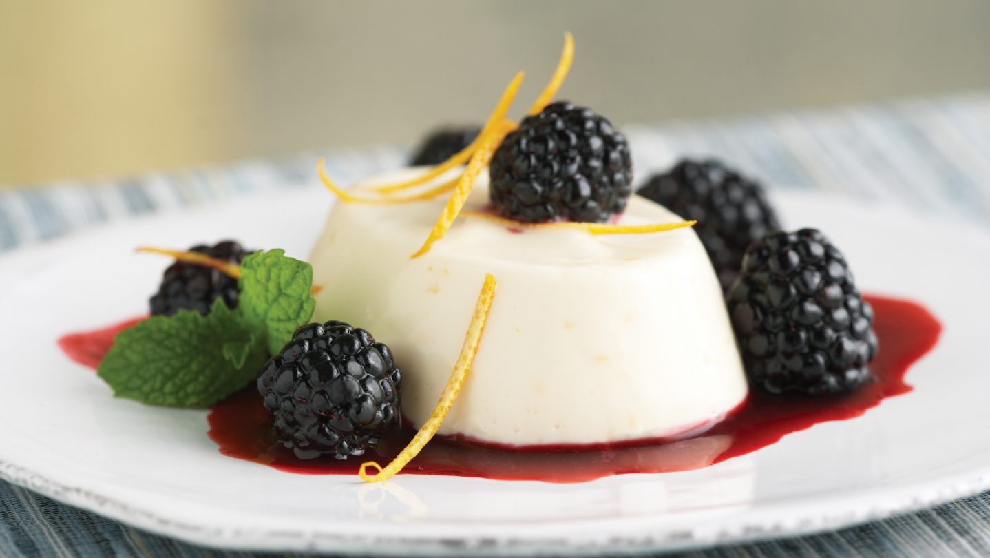 Orange Buttermilk Panna Cotta with Blackberries Driscolls