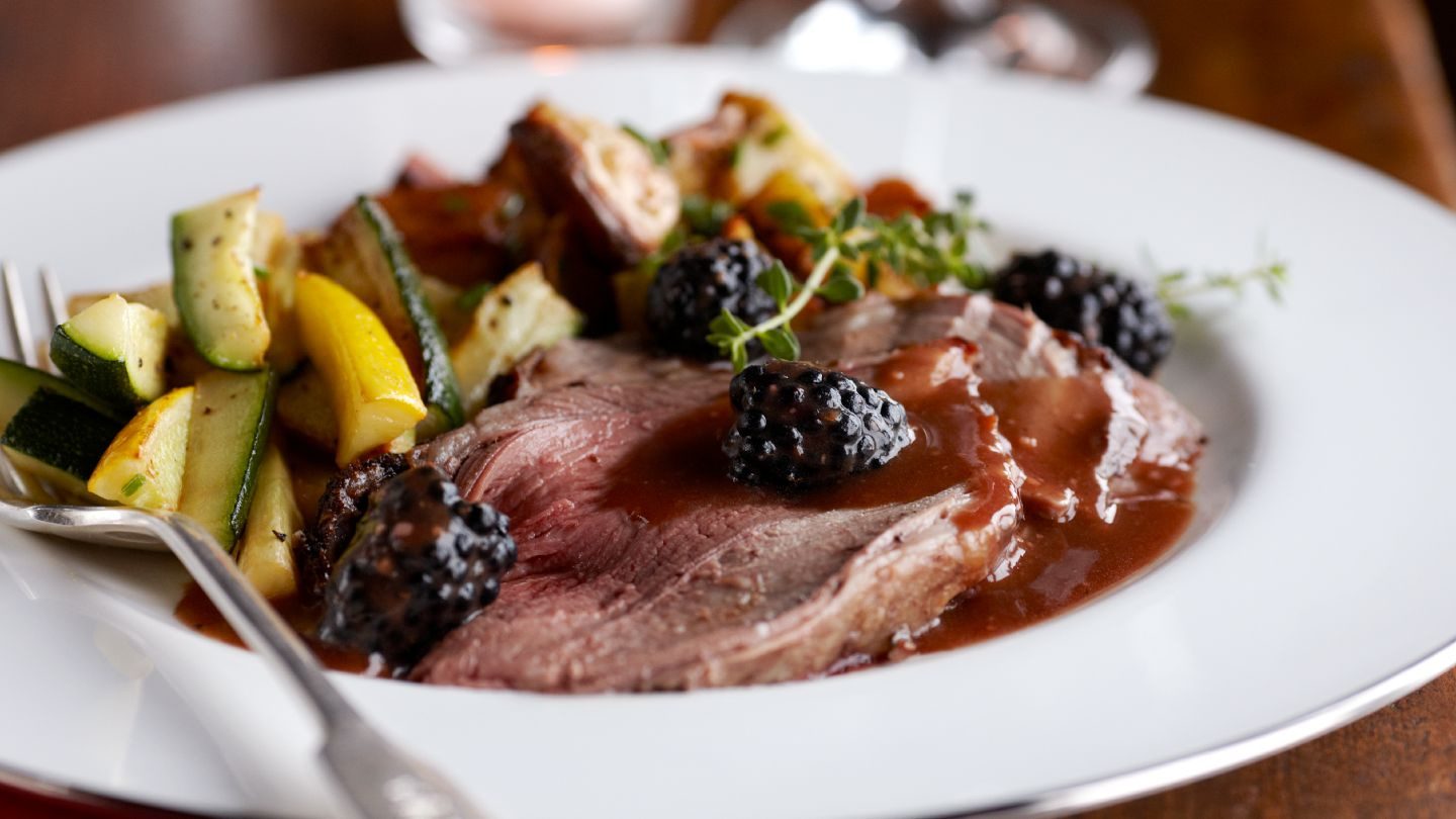 Lamb with blackberry sauce