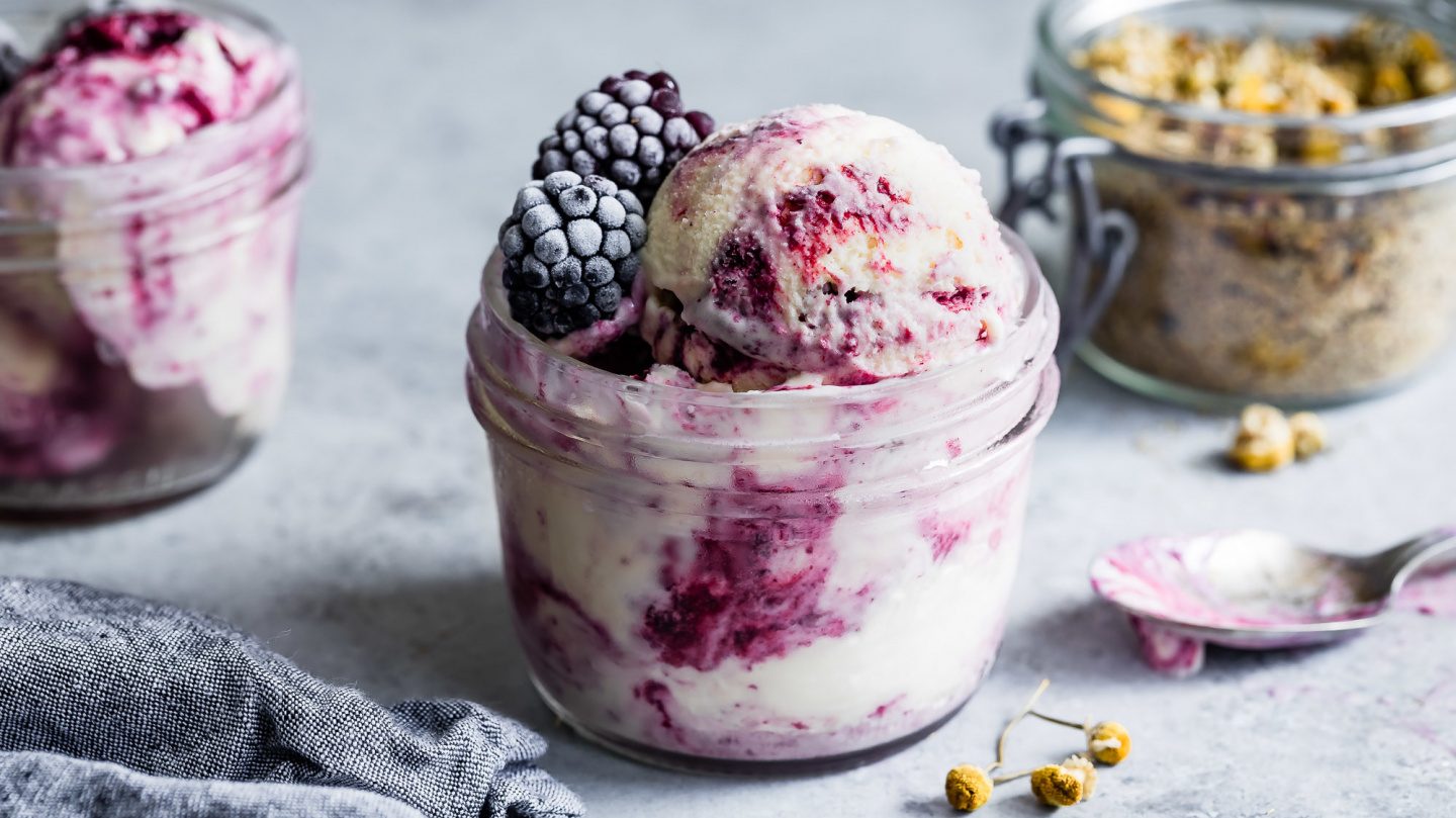 Chamomile Blackberry Ice Cream