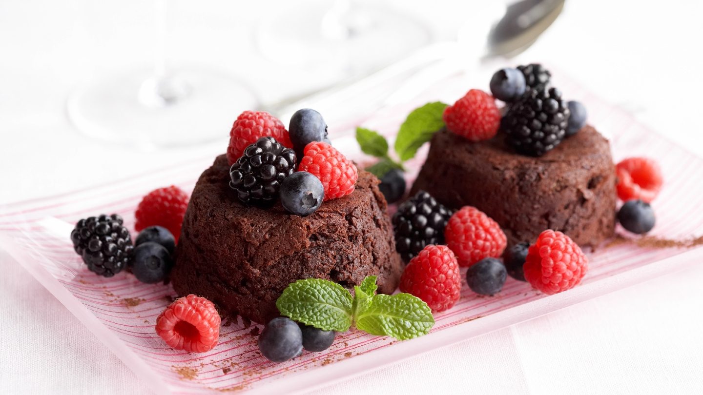 Mixed Berry Chocolate Molten Cakes