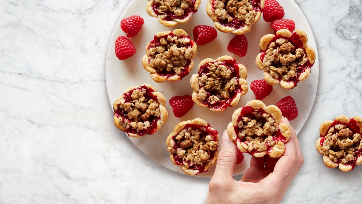 Mini Raspberry-Cranberry Crumb Pies