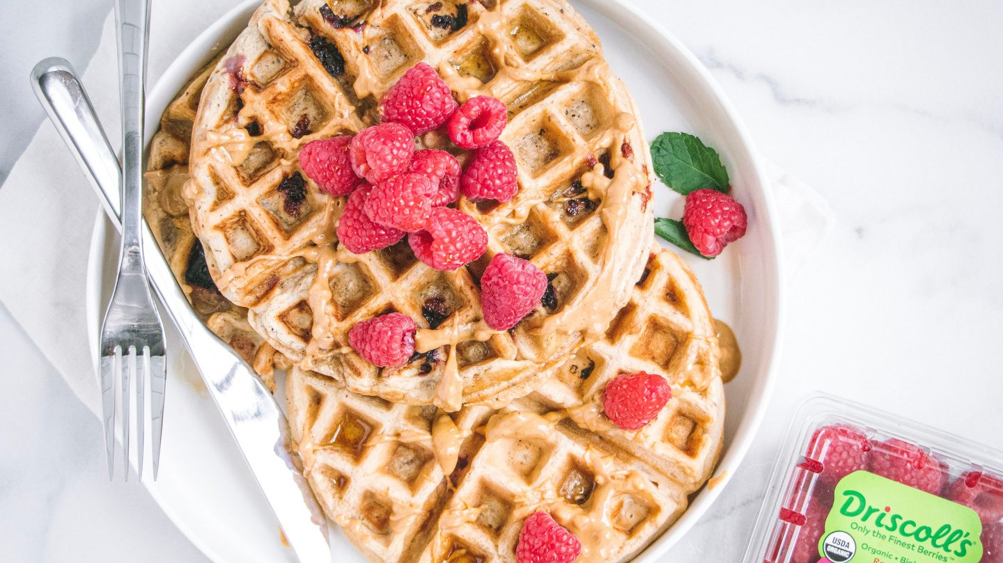 Raspberry Peanut Butter Waffles