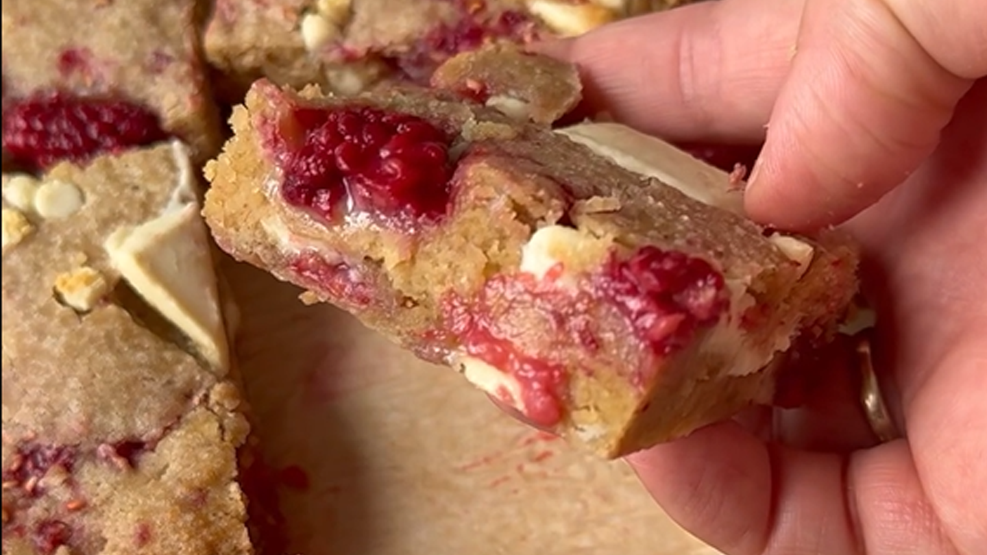 Raspberry White Chocolate Blondies