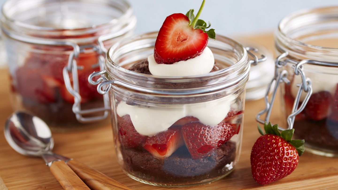 Salted Caramel Chocolate Strawberry Shortcake in a Jar