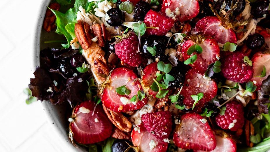 Roasted Triple Berry Salad with Honey Citrus Vinaigrette