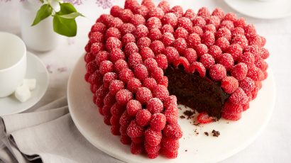 Gourmet Chocolate Raspberry Heart Cake