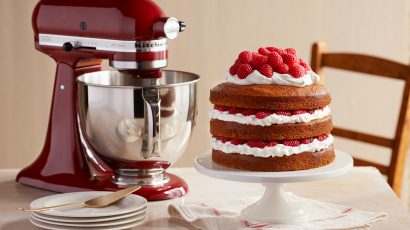 Pumpkin Cake with Raspberries and Cream