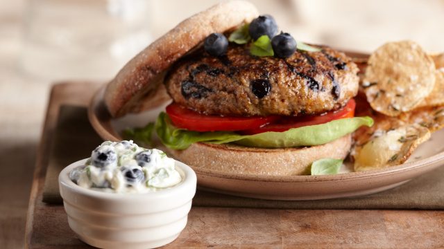 Blueberry Turkey Burgers with Lemon-Basil Mayonnaise Driscoll's