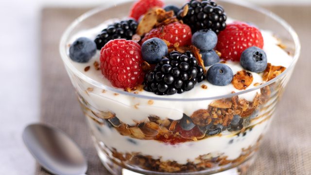 Parfait with mixed berries and Granola Driscolls