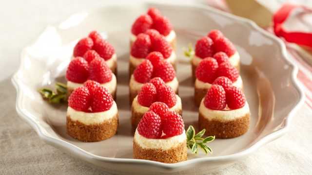 Raspberry, Eggnog & Gingerbread Mini Cheesecakes