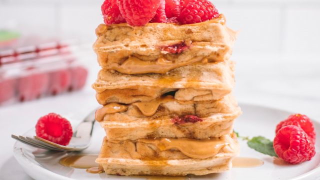 Raspberry Peanut Butter Waffles