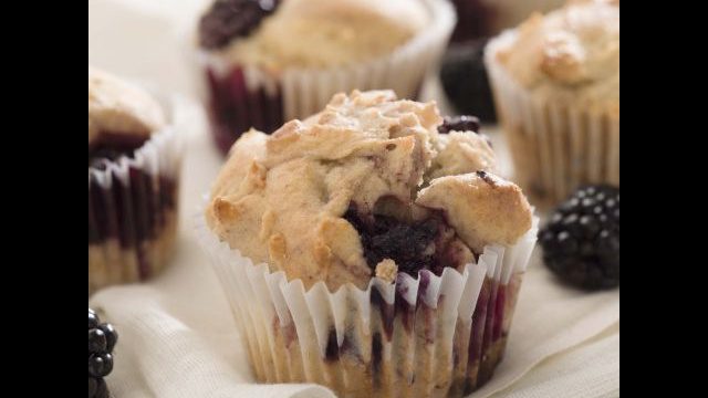 Blackberry and coconut muffins