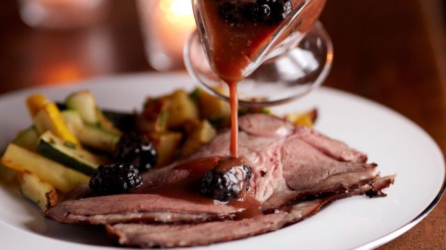 Leg of lamb with blackberry sauce