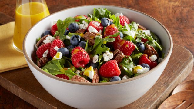 Berry Arugula Salad with Turmeric Orange Vinaigrette