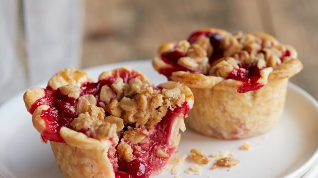 Mini Raspberry-Cranberry Crumb Pies