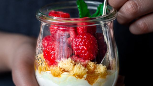 Simple Raspberry Parfaits made with Driscolls Raspberries